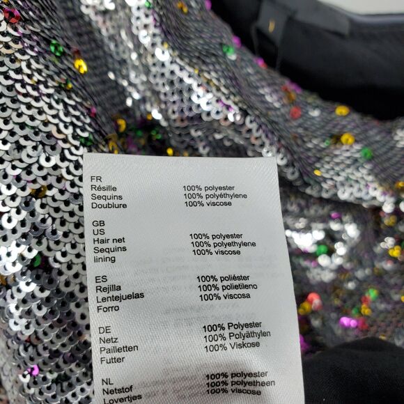 New Maje Womens Loinita Metallic Sequin One Shoulder Top Size 1 Small - Picture 6 of 6